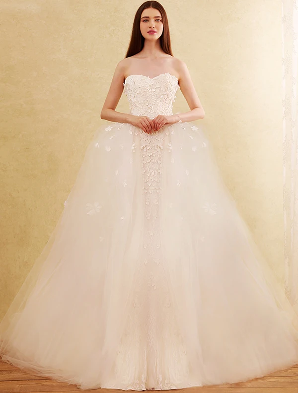 Robes De Mariée Glamour 2017 Sweetheart Amovible Train De Sirène De Robe De Mariage