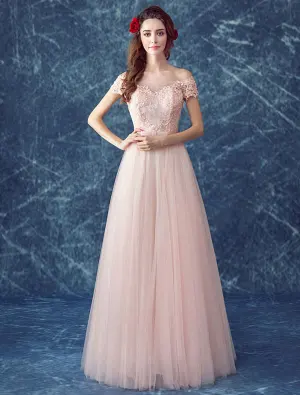Bezauberndes Rosa Abendkleid 2017 Preiswertes Langes Festliche Kleid Von Der Schulter