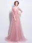 Belle Robe De Soirée En Tulle Rose À Manches Longues