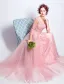 Belle Robe De Soirée En Tulle Rose À Manches Longues