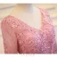 Eleganta Balklänningar 2017 V-ringad Långa Ärmar Beading Strass Rosa Klänning Med Tåg