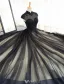 Vintage Prom Dresses 2017 High Neck Applique Beading Lace Black With Champagne Tulle Dress