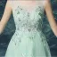 Sexy Long Lace Evening Dress Green Formal Dress Beaded Crystal
