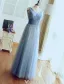 Robes De Soirée Glamour 2017 V-cou Volanté Tulle Avec Sequins Gland Robe Longue