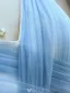 Robes De Soirée Glamour 2017 V-cou Volanté Tulle Avec Sequins Gland Robe Longue