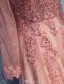 Glamorous Evening Dresses 2017 V-neck Applique Lace With Sequins Pearl Pink Lace Tulle Long Dress
