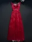 Glamorous Prom Dresses 2017 Scoop Neckline Applique Lace Burgundy Backless Dress