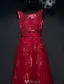 Glamorous Prom Dresses 2017 Scoop Neckline Applique Lace Burgundy Backless Dress