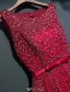 Glittrande Aftonklänningar 2017 Halsringning Beading Strass Vinrött Spets Festklänningar