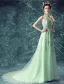 Robe De Soirée En Dentelle Sexy Robe Longue En Tulle Vert Avec Fleurs