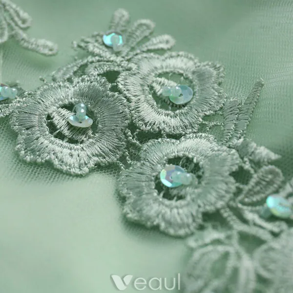 Robe De Soirée En Dentelle Sexy Robe Longue En Tulle Vert Avec Fleurs