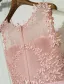 Aftonklänningar 2017 Halsringning Applikationer Spets Beading Pärla Rosa Lång Festklänning
