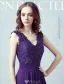 Robe De Soirée De Couleur Unie 2017 Conception Simple Applique Dentelle Robe Pourpre Robe Longue