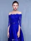 Sexy Evening Dresses 2017 Eyelashes Lace With Heavy Handmade Beading Royal Blue Dress
