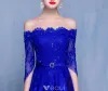Reizvolle Abendkleider 2017 Wimperspitze Mit Dem Schweren Handgemachten Bördelnden Königlichen Blauen Kleid