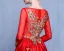 Beautiful Prom Dresses 2017 Scoop Neck Embroidered Gold Flower Ruffle Red Satin Dress