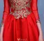 Beautiful Prom Dresses 2017 Scoop Neck Embroidered Gold Flower Ruffle Red Satin Dress