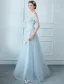 Bezaubernde Abendkleider 2017 Weg Von Der Schulter Applique Helles Himmelblaues Spitze-fußbodenlänge Kleid