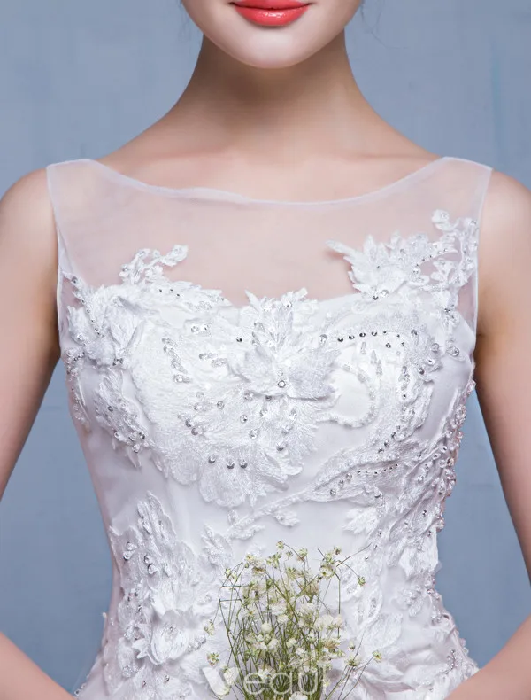 Glamorous Mermaid Wedding Dresses 2017 Square Neckline Applique Lace Beading Rhinestones Bridal Gowns With 100 Cm Train