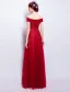 Belle Robe De Soirée Longue Rouge Tulle Sur La Robe De L'épaule Avec Dentelle