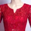 Elegant Aftenkjole 2017 Med Halvlange Ermer Burgundy Blonder Lang Kjole Beaded Crystal