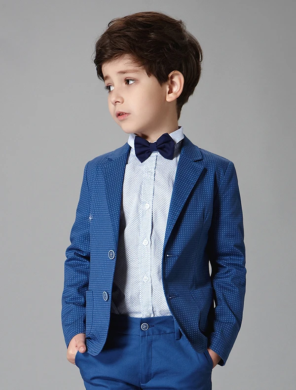 Boys Wedding Suits 2017 Blue Speckle 3 Sets