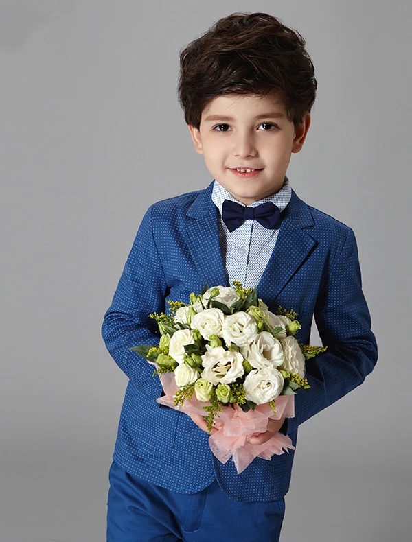 Boys Wedding Suits 2017 Blue Speckle 3 Sets