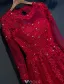 Glamorous Evening Dresses 2017 Scoop Neckline Applique Lace Burgundy Tulle Dress With Long Sleeves