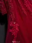 Glamorous Evening Dresses 2017 Scoop Neckline Applique Lace Burgundy Tulle Dress With Long Sleeves