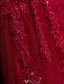 Glamorous Evening Dresses 2017 Scoop Neckline Applique Lace Burgundy Tulle Dress With Long Sleeves