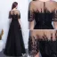 Belle Robe De Soirée 2017 Dentelle Applique Avec Robe Longue Noire