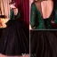 Stunning Prom Dresses 2017 Scoop Neck Dark Green Lace And Sequins With Black Tulle Puff Dress