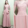 Glamourösen Abendkleider V-ausschnitt Rüsche Rosa Chiffon Kleid Mit Ärmeln