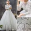 Glamorous A-line Wedding Dresses 2017 Scoop Neck Applique Lace Bridal Gowns With Train