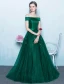 Robes De Bal Élégantes 2017 De L'épaule Vert Foncé Longue Robe Dos Nu