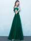 Robes De Bal Élégantes 2017 De L'épaule Vert Foncé Longue Robe Dos Nu