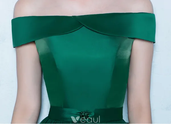 Robes De Bal Élégantes 2017 De L'épaule Vert Foncé Longue Robe Dos Nu