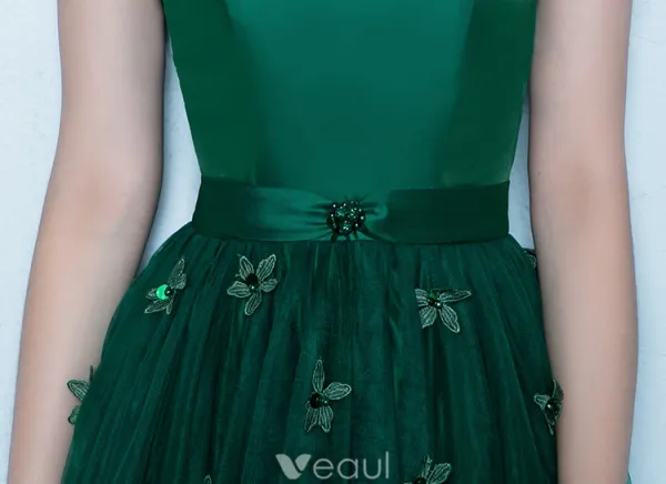 Robes De Bal Élégantes 2017 De L'épaule Vert Foncé Longue Robe Dos Nu