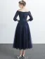 Eleganckie Sukienki Na Bal Studniówkę 2017 Off The Shoulder 3/4 Rękawy Granatowej Sukience