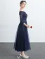 Eleganckie Sukienki Na Bal Studniówkę 2017 Off The Shoulder 3/4 Rękawy Granatowej Sukience