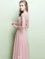 Glamorous Evening Dresses V-neck Ruffle Pink Chiffon Dress With Sleeves