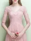 Glamorous Evening Dresses V-neck Ruffle Pink Chiffon Dress With Sleeves