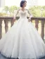 Glamouröse Brautkleider 2017 V-ausschnitt Applique Spitze Weiße Brautkleider Mit Zug