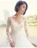 Glamorous Wedding Dresses 2017 V-neck Applique Lace White Bridal Gowns With Train