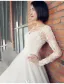 Glamouröse Brautkleider 2017 V-ausschnitt Applique Spitze Weiße Brautkleider Mit Zug