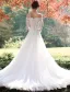 Elegant A-line Wedding Dresses 2017 Off The Shoulder Beading Applique Lace Bridal Gowns With Sleeves