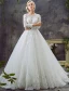 Glamorous A-line Wedding Dresses 2017 Scoop Neck Applique Lace Bridal Gowns With Train