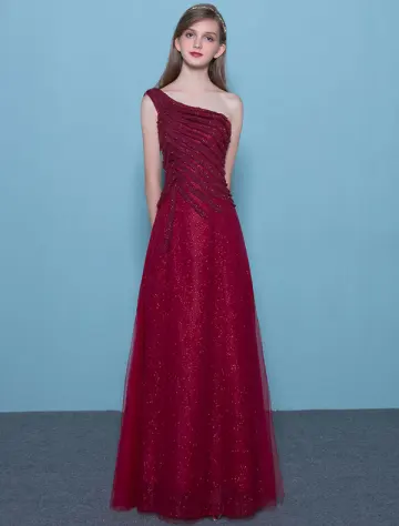 Robe De Soirée Sexy Sequin 2017 Une Épaule Longue Robe De Ceremonie Dos Nu