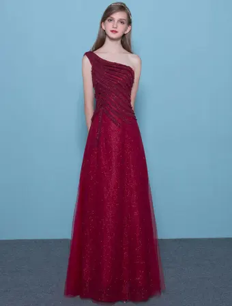 Robe De Soirée Sexy Sequin 2017 Une Épaule Longue Robe De Ceremonie Dos Nu