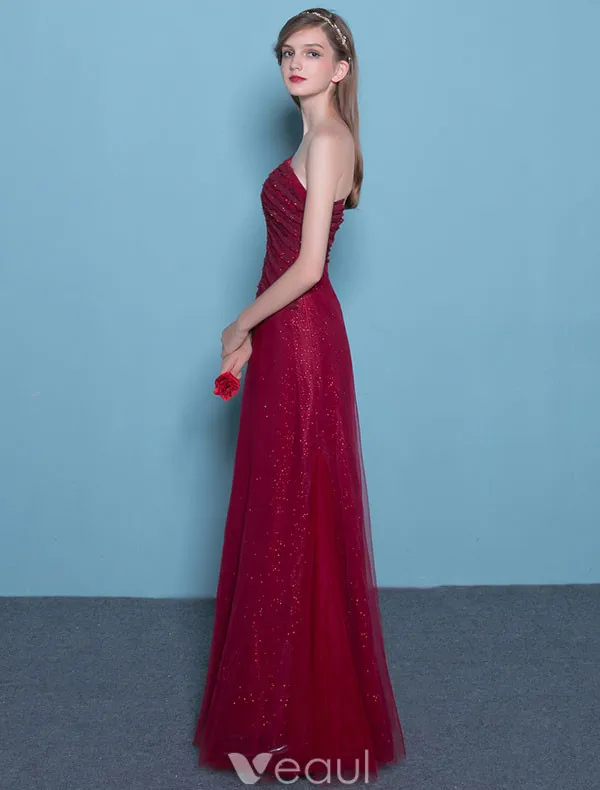 Sexy Sequin Evening Dress 2017 One Shoulder Long Formal Dress Backless